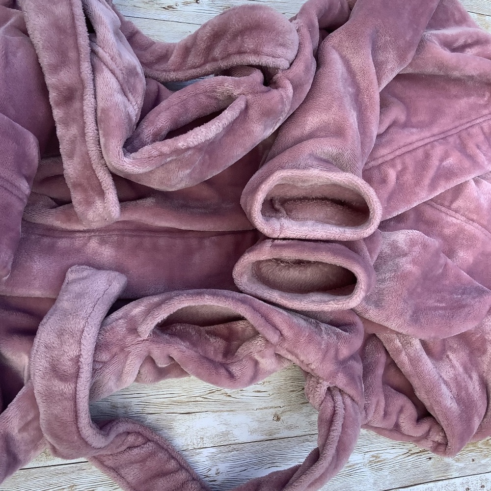 UGG Marlow Double Fleece Plush Robe Long  in Dusk Pink M Medium - Picture 9 of 13